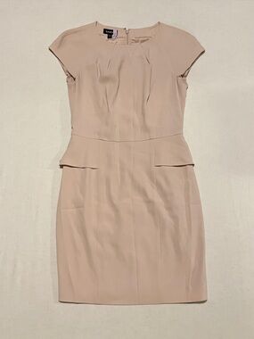 Bebe Nude Peplum Sheath Dress Cap Sleeve - Size 6